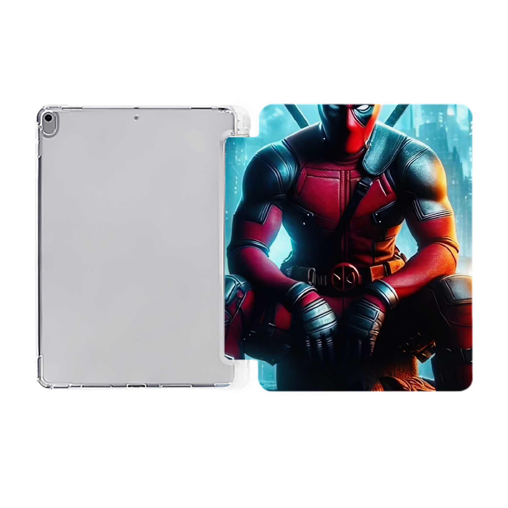 （画像用） Deadpool デッドプール IPad ケース ペン収納付き 三つ折りスタンド PUレザー×シリコン 対応機種9.5/10.5/10.9インチ